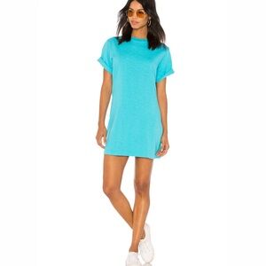 Cotton Citizen Revolve Tokyo Short Sleeve Mini Dress in Aqua Size: L
